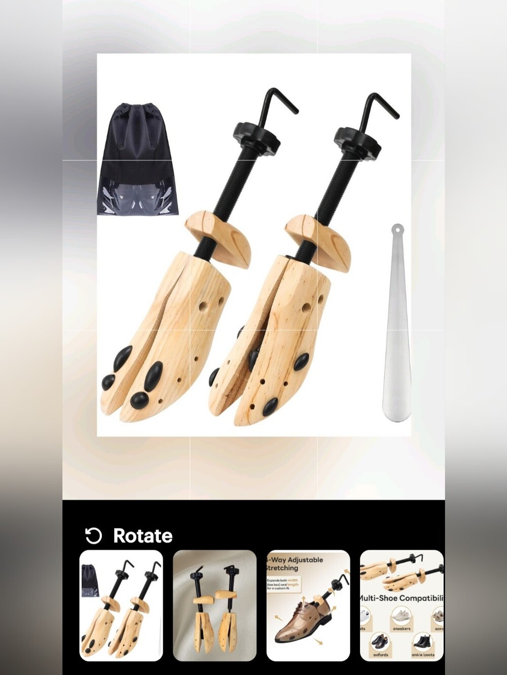 Wooden Shoe Stretcher Men and Women, 4-Way Shoe Expander Widener Shoe Tree, Shoe
